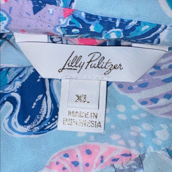 Lilly Pulitzer Natalie Shirtdress Cover-Up in Multi Bahamas Beachcomber print - Picture 6 of 7